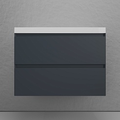 Style Line Тумба с раковиной Манхэттен 80 Plus подвесная эмаль графит матовая – фотография-2